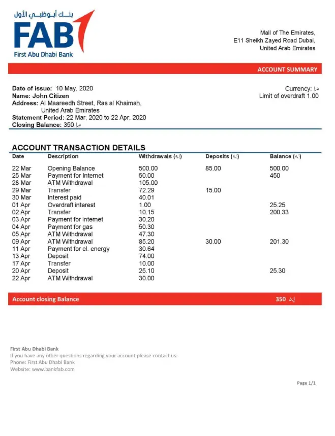 Receive FAB Bank Statement via Email