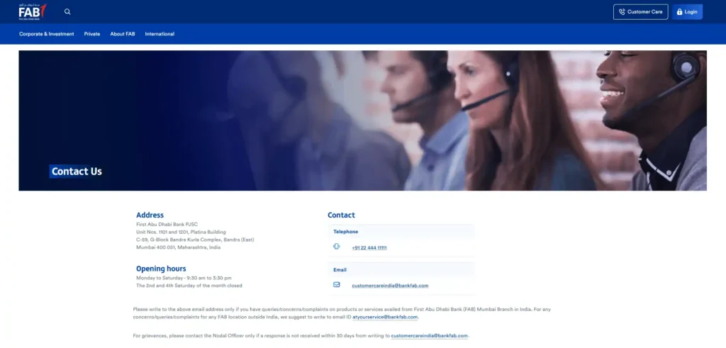 Contact via FAB Customer Care Email